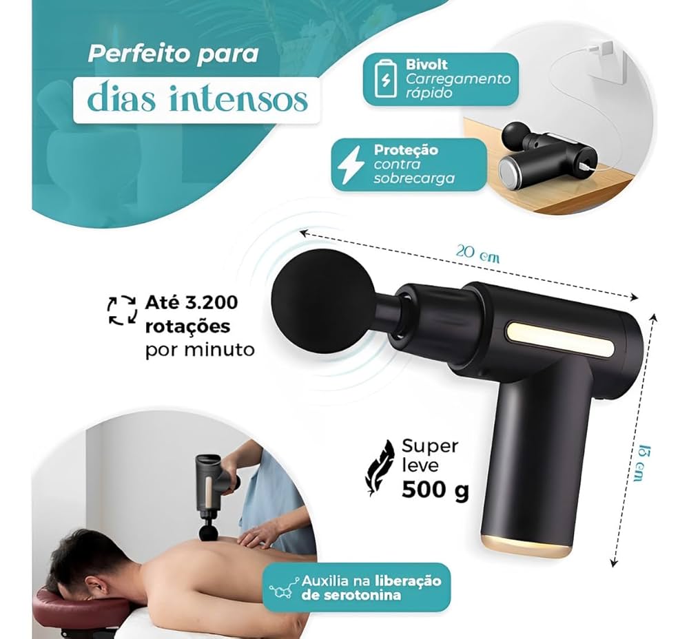 Massageador Muscular Elétrico 6 Velocidades – Alívio Imediato da Dor e Relaxamento Profundo