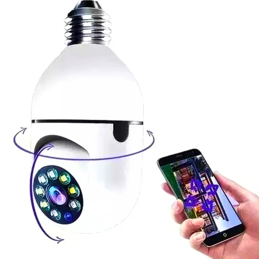 Câmera Lâmpada WiFi 360° Full HD - Segurança Inteligente, Áudio Bidirecional e Instalação E27