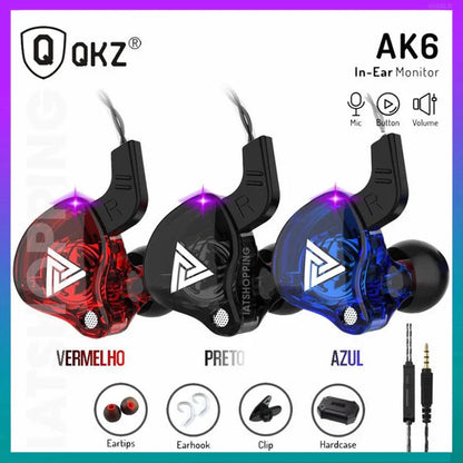 Fones de Ouvido QKZ AK6 – Som de Alta Fidelidade com Conforto e Estilo