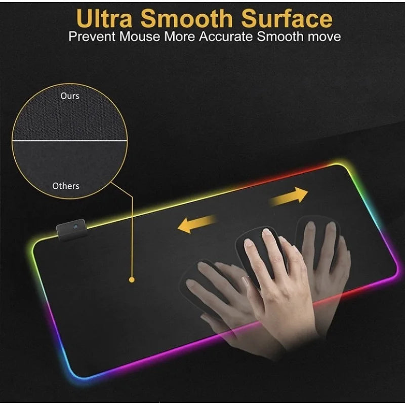 Mouse Pad Gamer RGB 80x30cm – Iluminação 7 Cores, Precisão e Estilo para Sua Jogada!