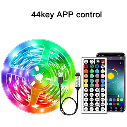 Fita LED USB 5V RGB – Controle Remoto + APP, 10m