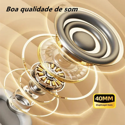 Fones de ouvido Bluetooth, head mounted gaming fones de ouvido, fones de ouvido estéreo sem fio com microfone