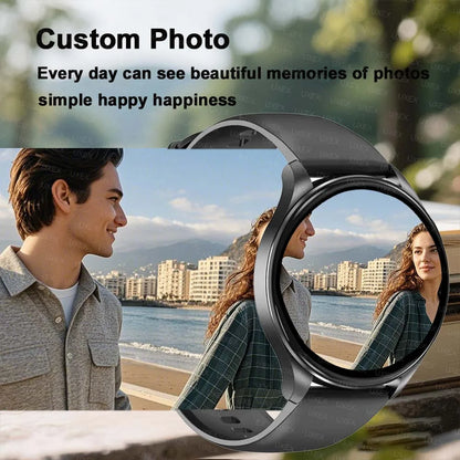 Relógio Inteligente,  Smartwatch UXEX 1,32" – Monitor Cardíaco, Oxímetro, Passos, Música, Chamadas e Pulseira de Aço Fino