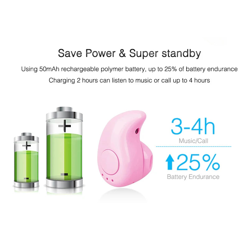 Mini Fone de Ouvido Bluetooth S530 In-Ear - Discreto, Sem Fio e Portátil
