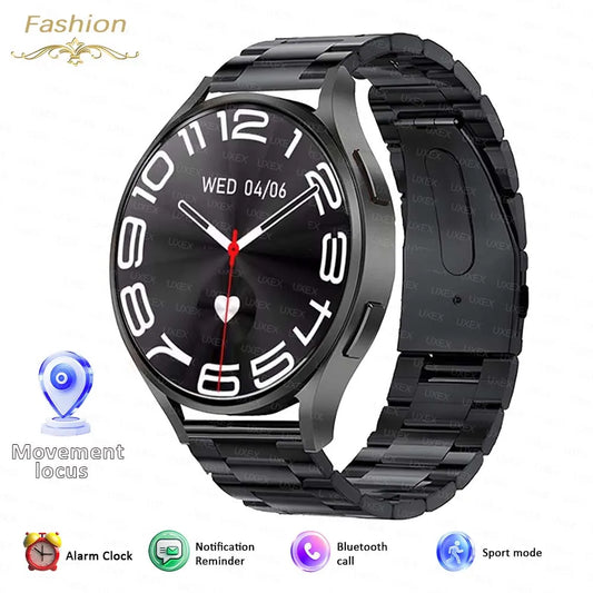 Relógio Inteligente,  Smartwatch UXEX 1,32" – Monitor Cardíaco, Oxímetro, Passos, Música, Chamadas e Pulseira de Aço Fino