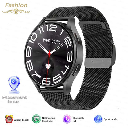 Relógio Inteligente,  Smartwatch UXEX 1,32" – Monitor Cardíaco, Oxímetro, Passos, Música, Chamadas e Pulseira de Aço Fino