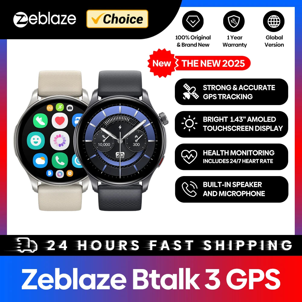 Smartwatch Zeblaze Btalk 3 GPS - AMOLED, Chamadas Bluetooth e Monitoramento de Saúde Premium